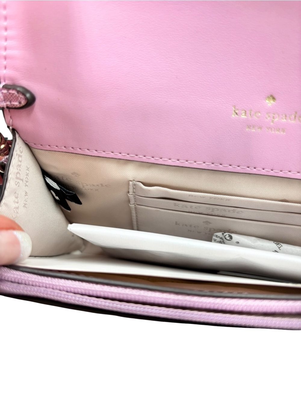 Kate Spade New York Metallic Pink Patent Clutch Wristlet + Gift Box - Picture 6 of 8